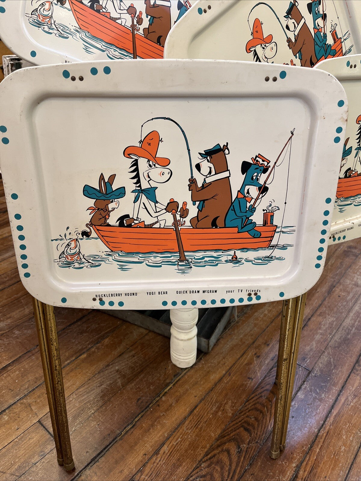 Vintage 5 Huckleberry Hound, Yogi Bear, Quick Draw McGraw & TV Friends TV Tray's