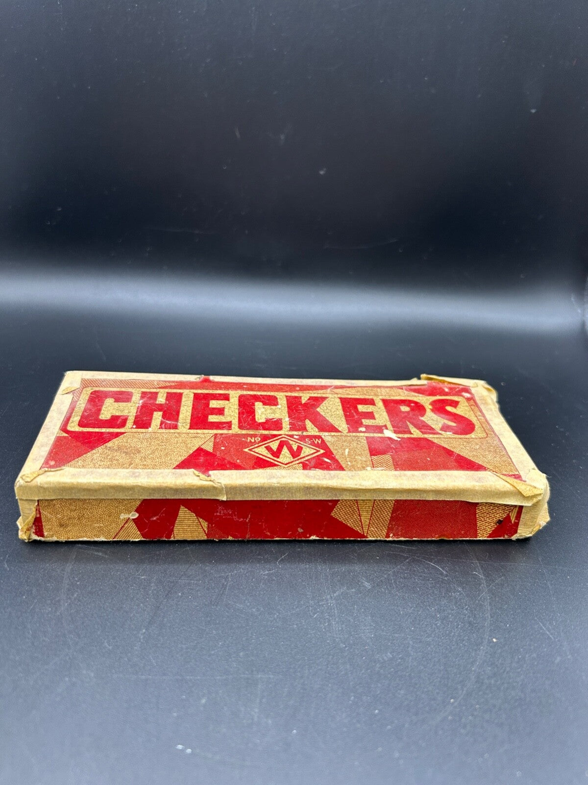 40's Halsam Wooden Checker Pieces Empire State Crowns Set Of 30 Red black Wood