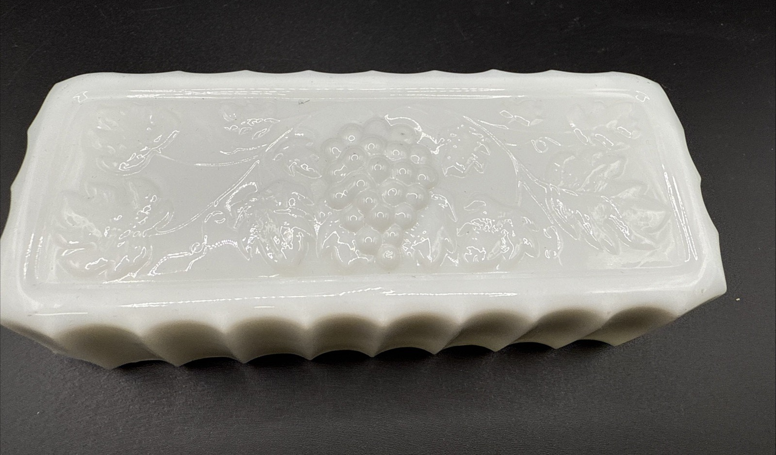 Westmoreland Covered Butter Dish White Milk Glass Paneled Grape - TOP ONLY