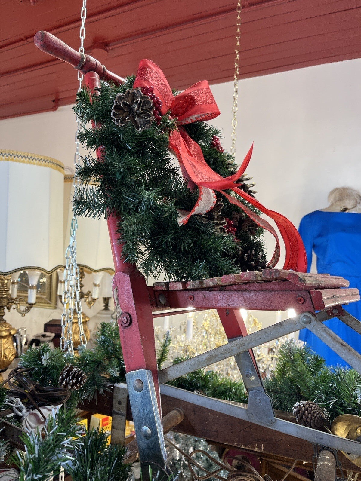 Antique Victorian Primitive Solid Wood & Iron Child's Snow Sled