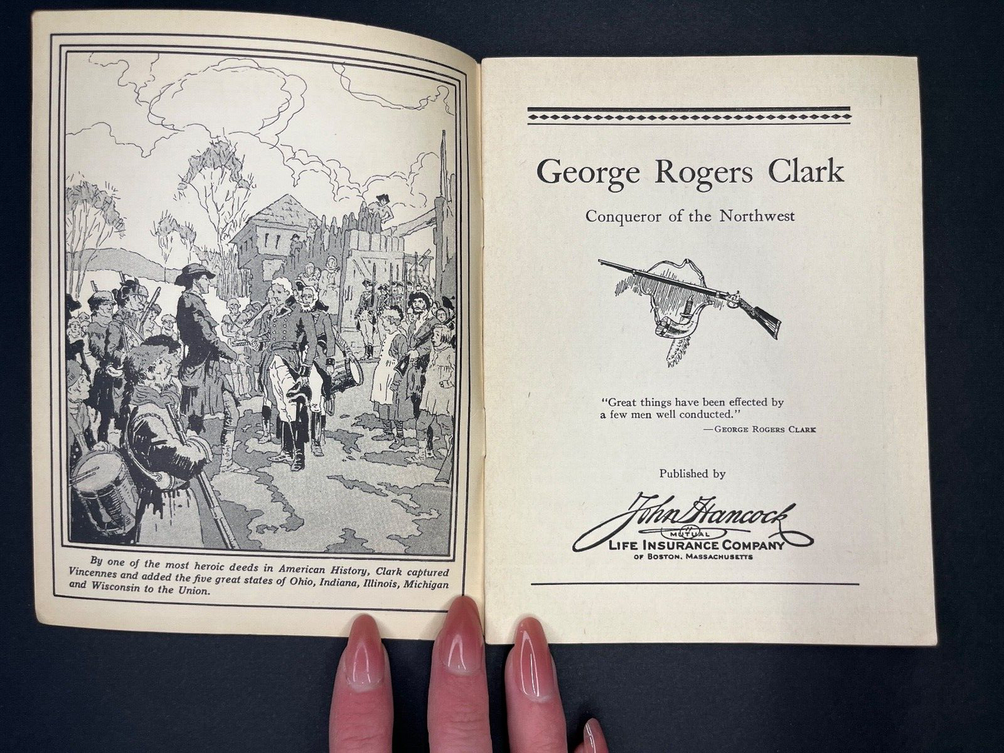 Vintage "George Rogers Clark" John Hancock Life Insurance Ad Book