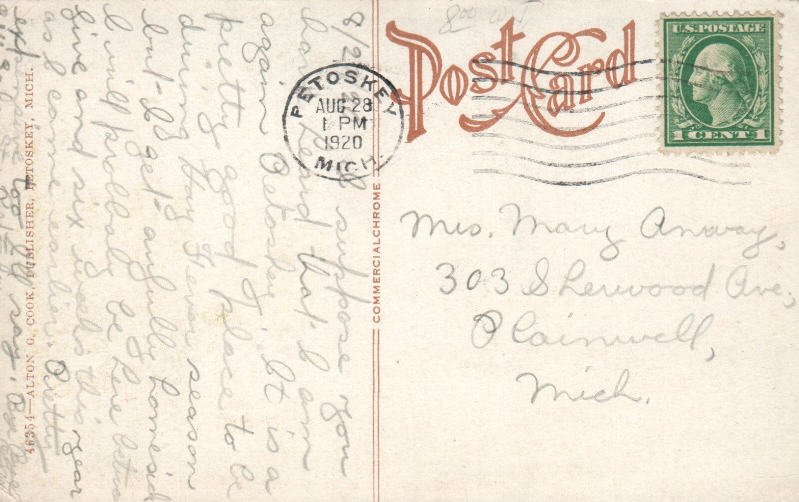 Cushman House Petoskey Michigan Mich Mi Postcard