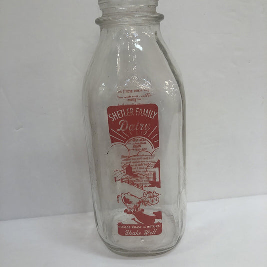 Rare Shetler Family Dairy Kalkaska Michigan Milk Quart Bottle Michigan MI Mich