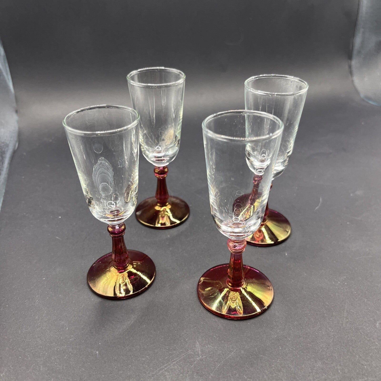 Cranberry Optic Cordial Sherry Glasses Set Of 4