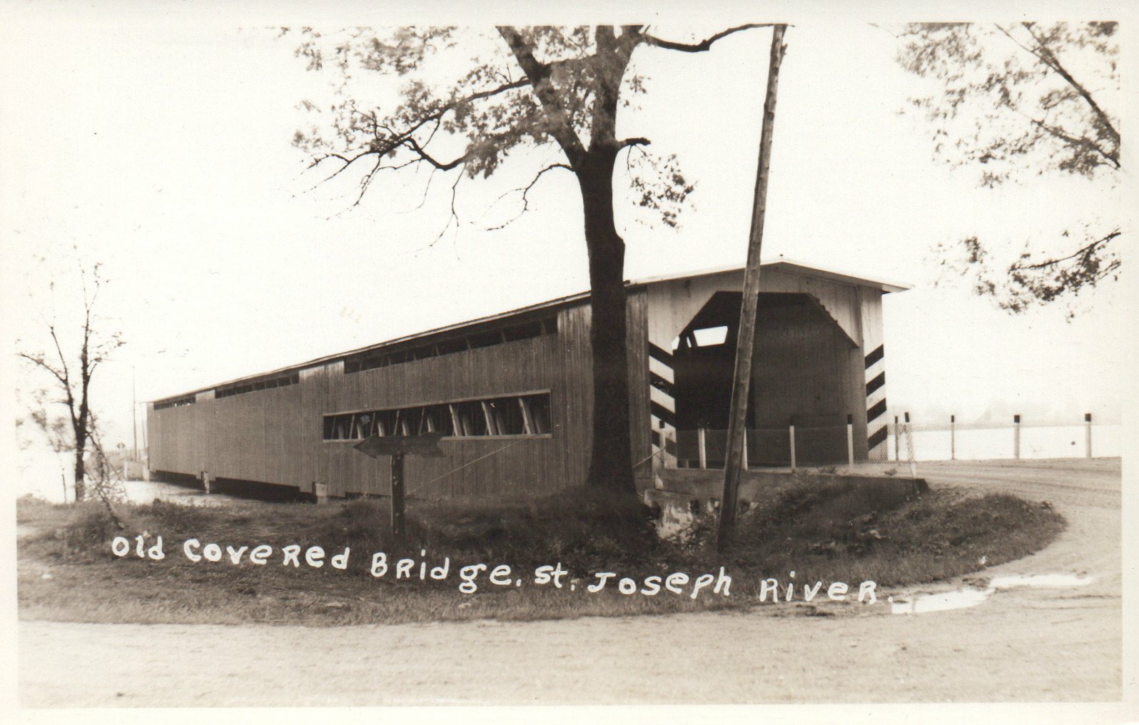 Real Photo Old Covered Bridge St Joseph RIver Michigan Mich MI Postcard