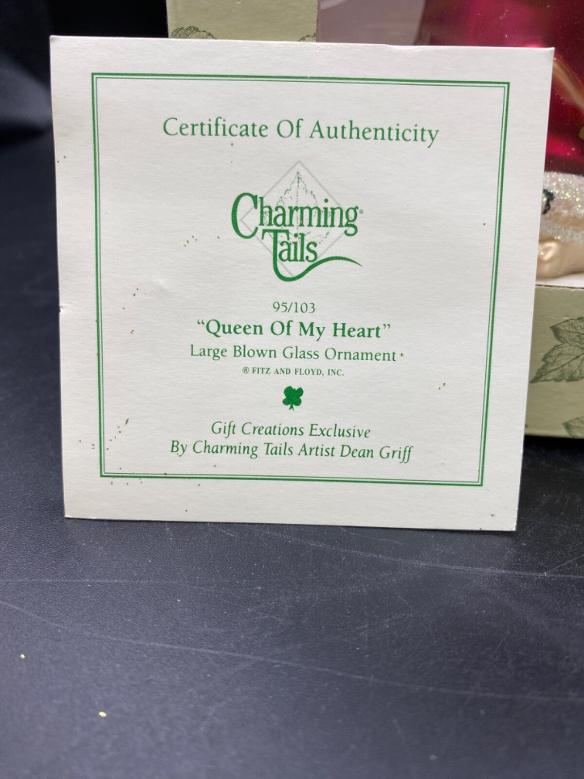 Fitz & Floyd Charming Tails Queen of My Heart Large Mouse Christmas Ornament