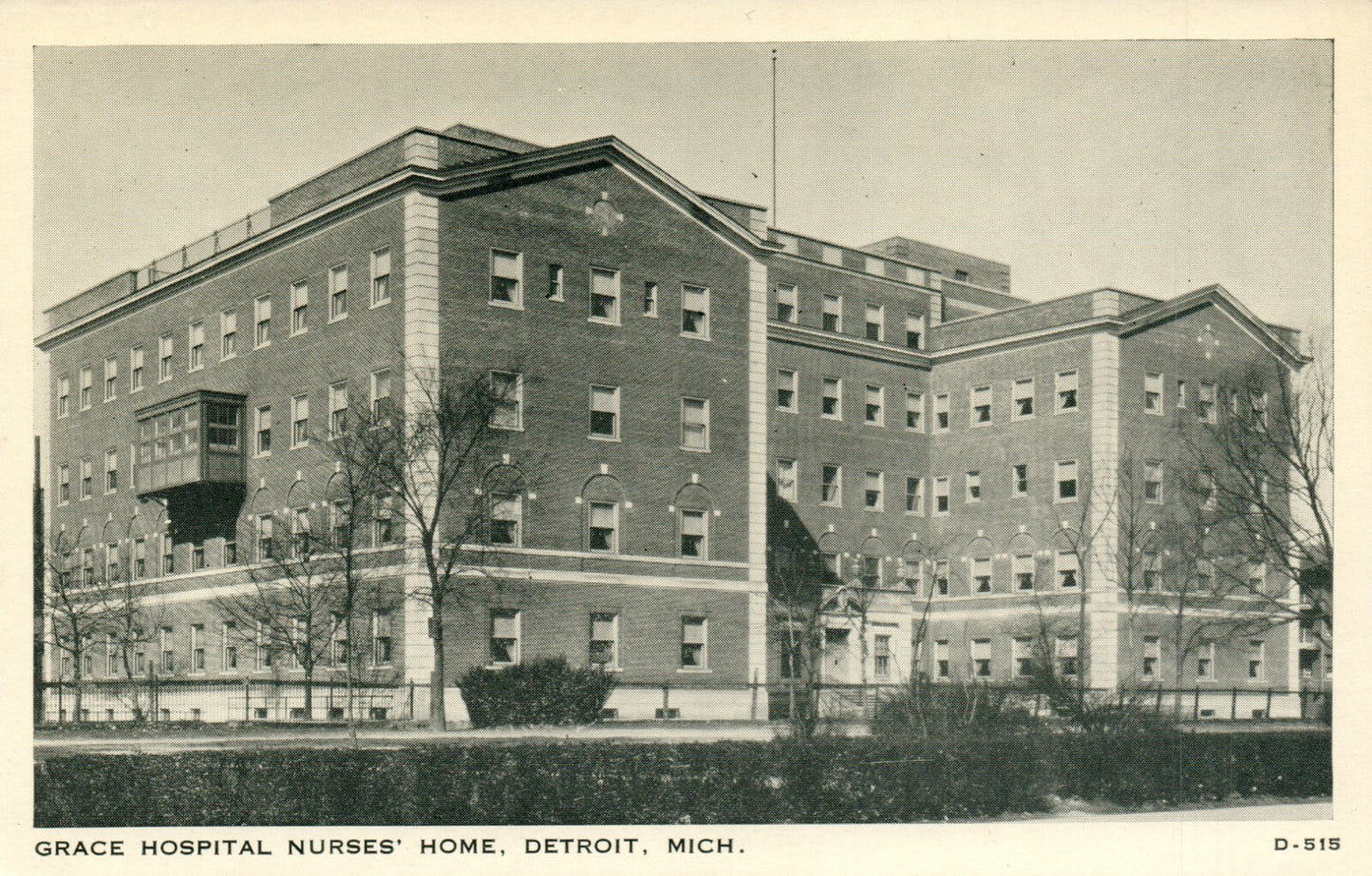 Grace Hospital Nurses' Home Detroit MI Michigan Mich Postcard D-515