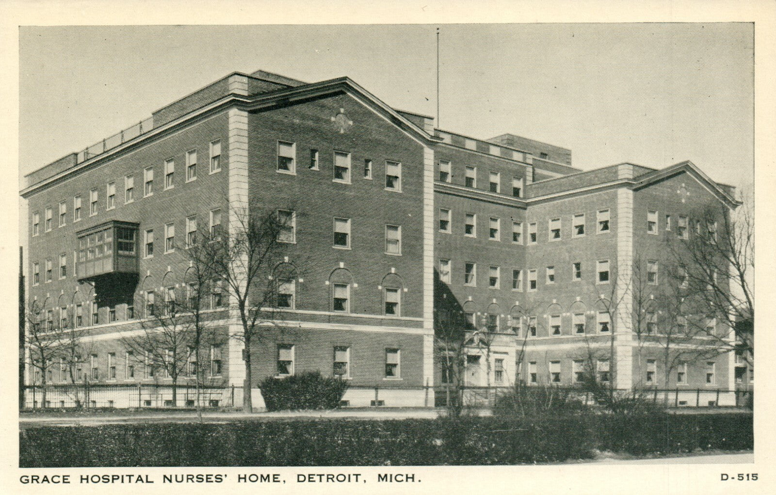 Grace Hospital Nurses' Home Detroit MI Michigan Mich Postcard D-515