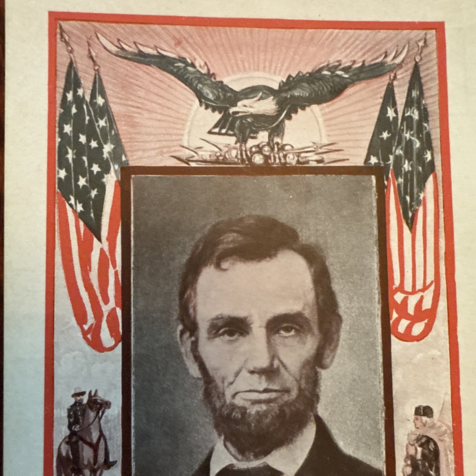 Abraham Lincoln by J I Austen Postcard Eagle & Flags c1910's *Scarce