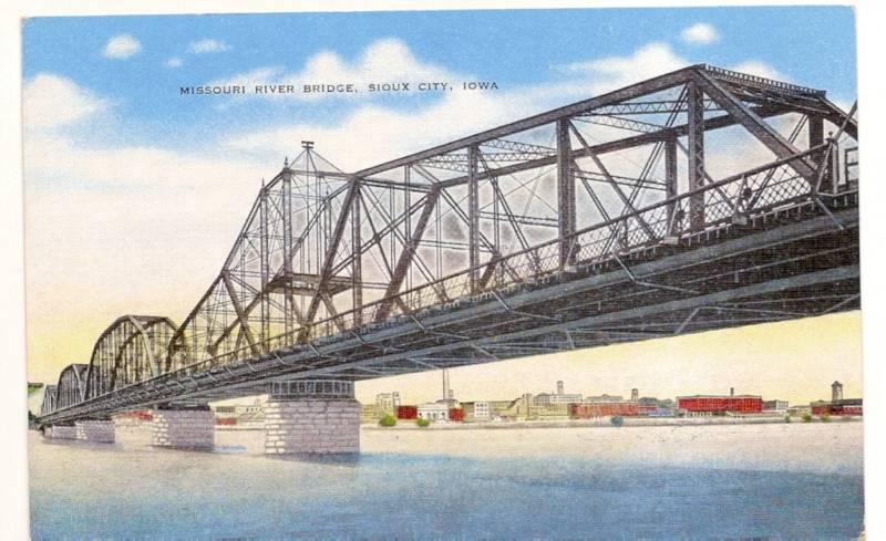 Missouri River Bridge Sioux City Iowa IA Postcard