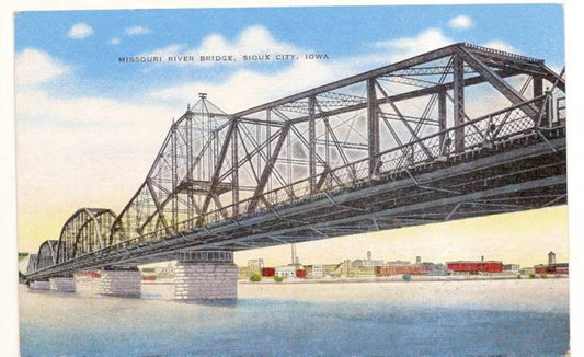 Missouri River Bridge Sioux City Iowa IA Postcard