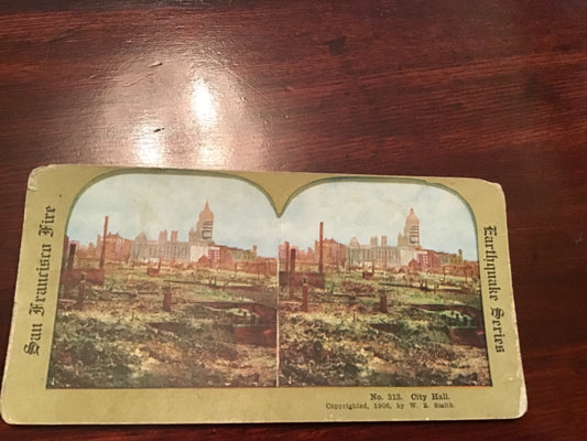  1906 San Francisco CA California Fire  Stereoview City Hall from Goubh to SE 