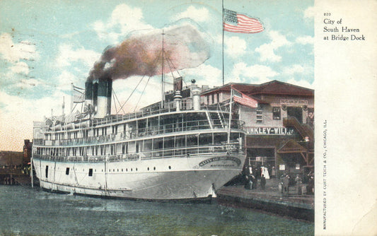 1908 Harbor Scene Boats Ships City of South Haven Michigan MI  