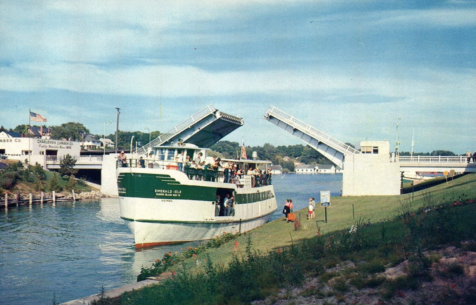 Passenger & Car Ferry New Motor Ship in Emerald Isle Michigan Mich MI Postcard