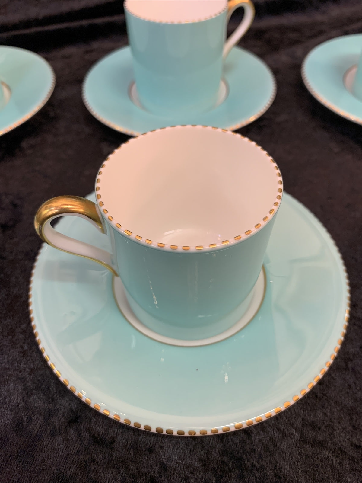 Vintage Set of 7 Wedgewood April Robins Egg Blue Demitasse Teacup and Saucers