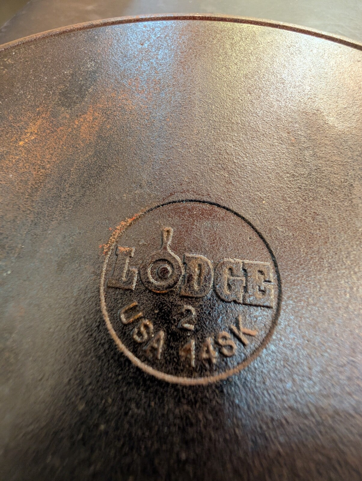 Vintage Lodge 15-1/4" Cast Iron Skillet Frying Pan USA D 14SK 2-1/2" Deep