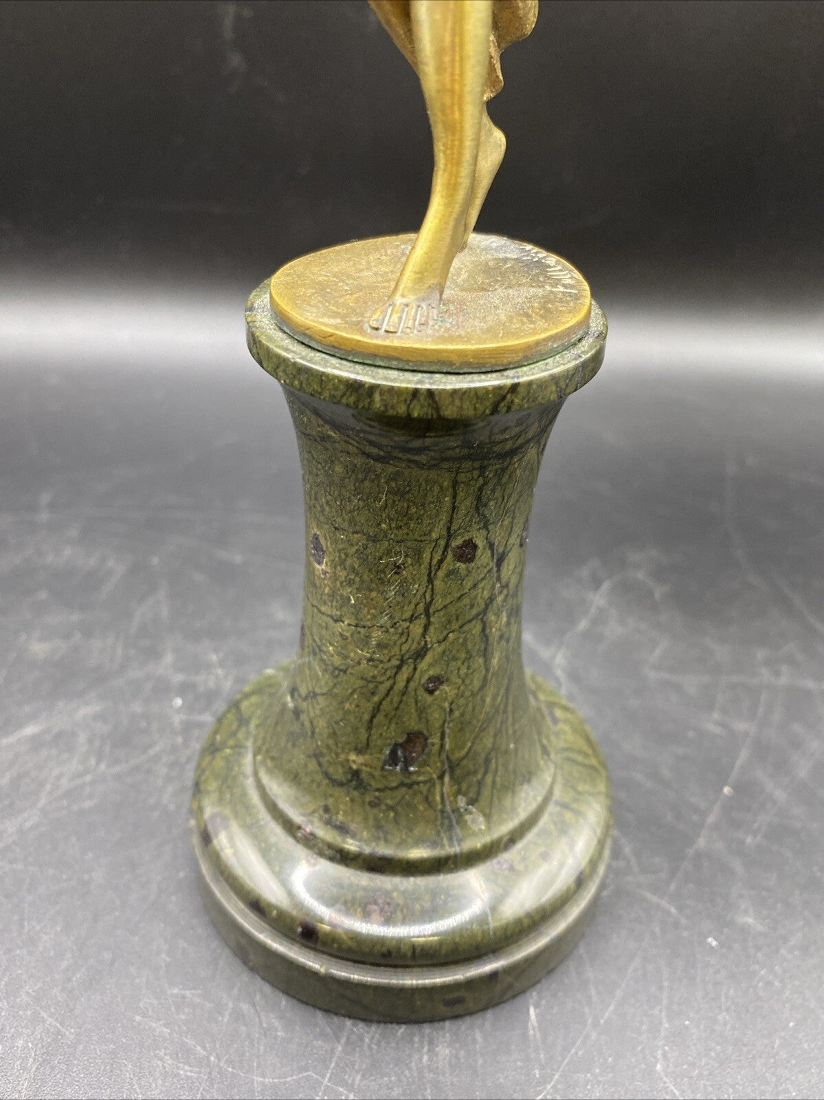 Greek Women Brass Figure Sculpture with Marble Decorative Base 8.75 tall