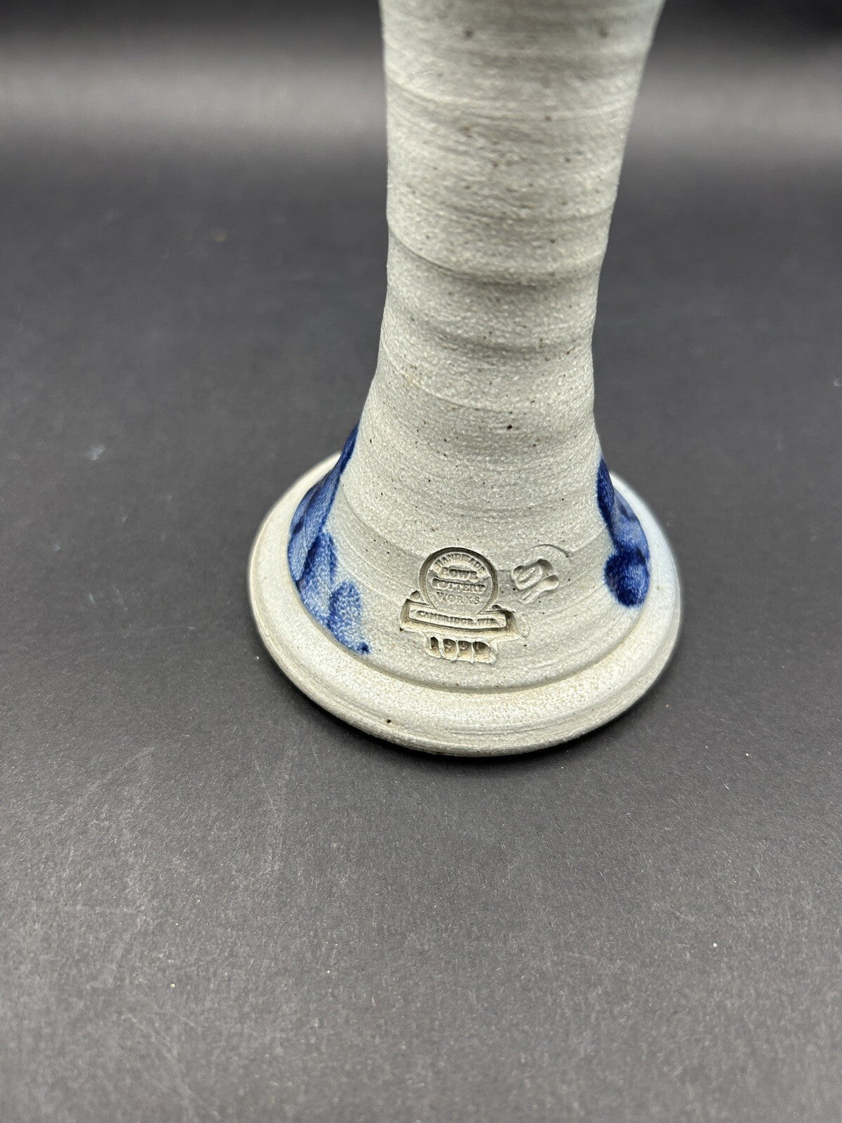  Rowe Pottery Works Candle Stick Holder Vintage 5" Cobalt Salt Glaze 1990 20A