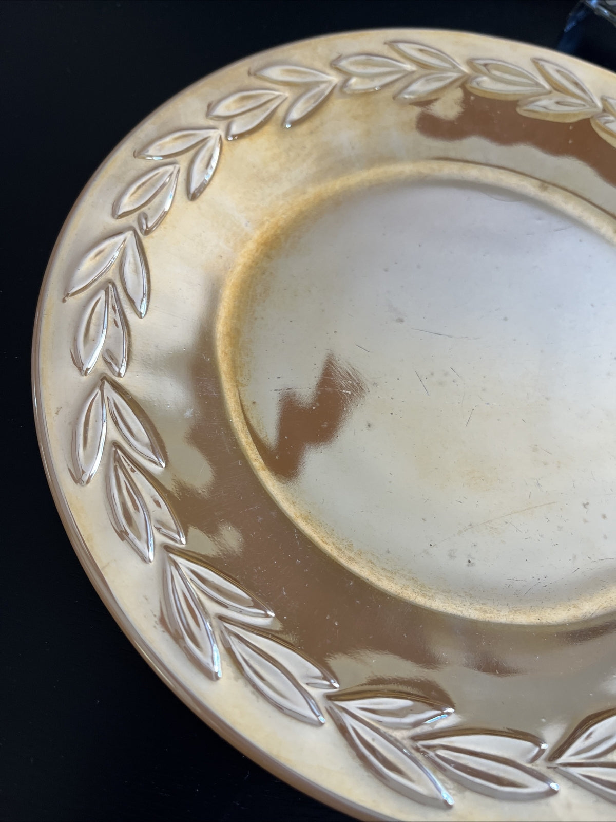 Vintage Fire King PEACH LUSTER WARE LAUREL LEAF  9” Dinner Salad Plate