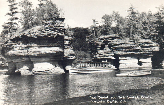 RPPC The "Dawn" At The Sugar Bowl Lower Dells in Wisconsin WI Postcard