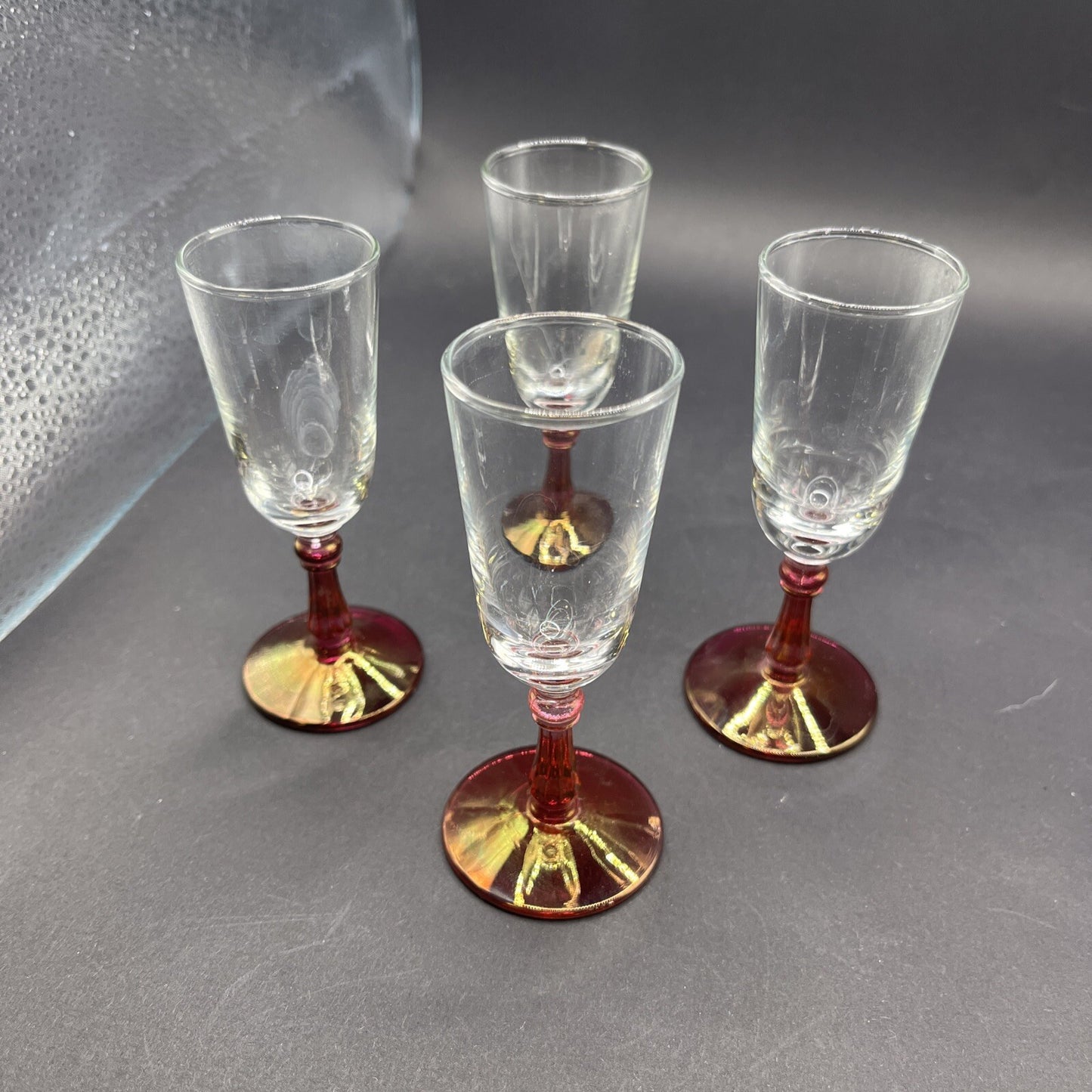 Cranberry Optic Cordial Sherry Glasses Set Of 4