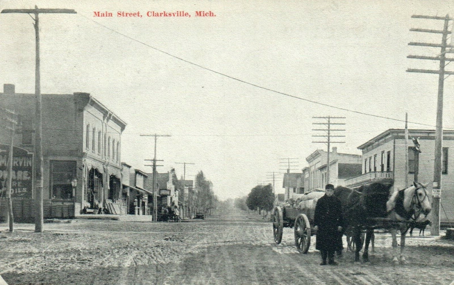 No 2102 Main Street Clarksville Horses Michigan MI Postcard 