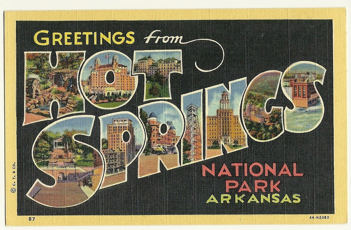 Large Letter Hot Springs National Park Arkansas AR Postcard