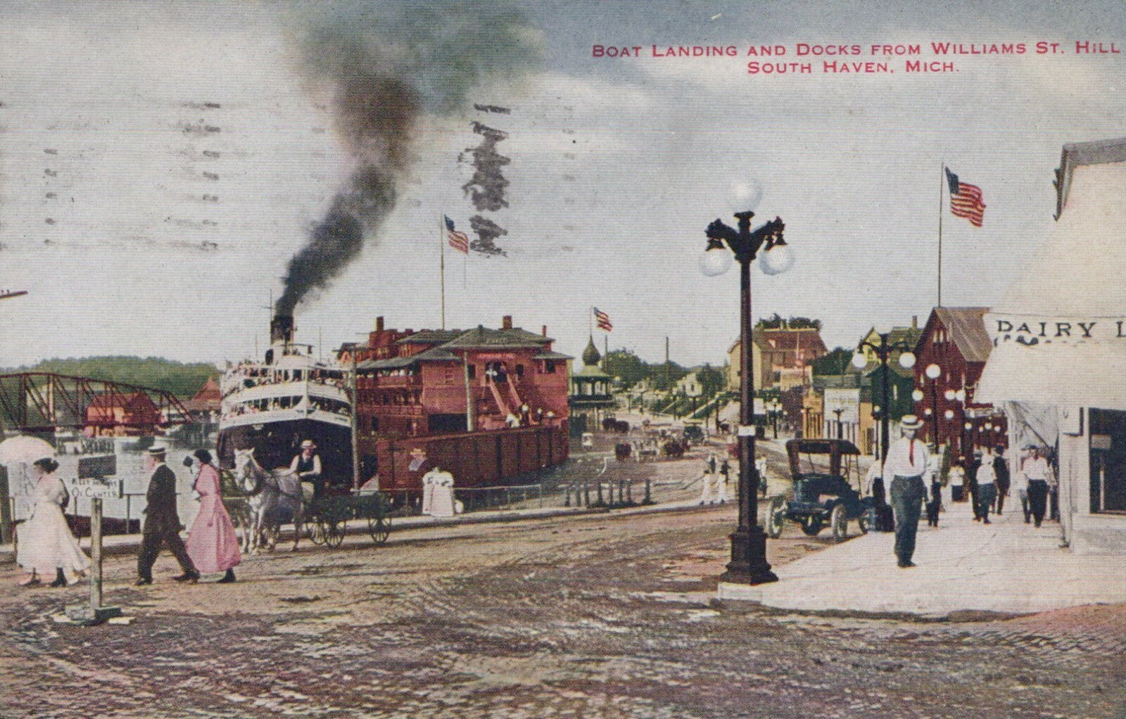 Boat Landing Docks from Williams St Hill South Haven Michigan MI Mich Postcard