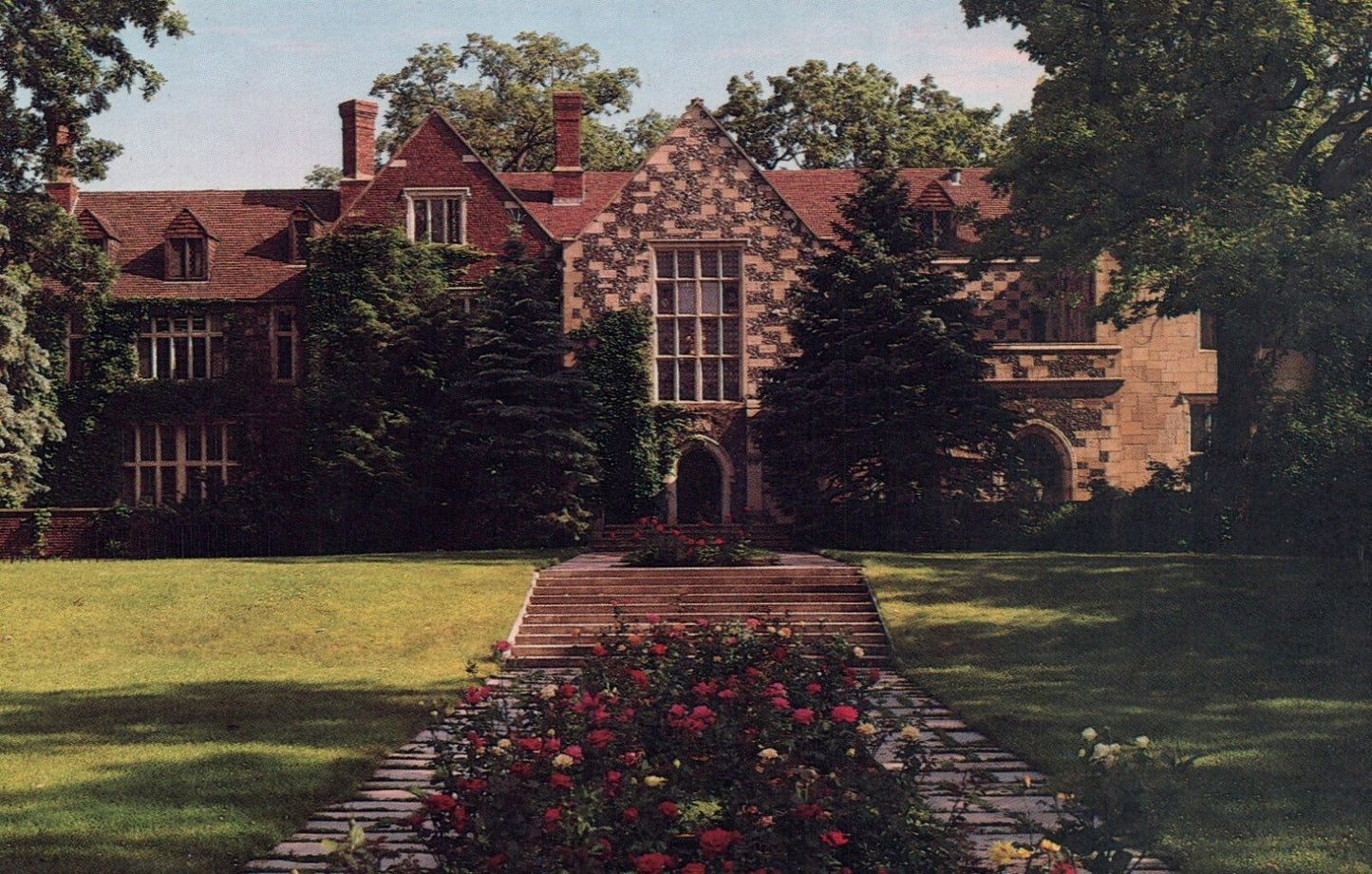 Formal Gardens Salisbury House Restaurant Des Moines Iowa IA Postcard