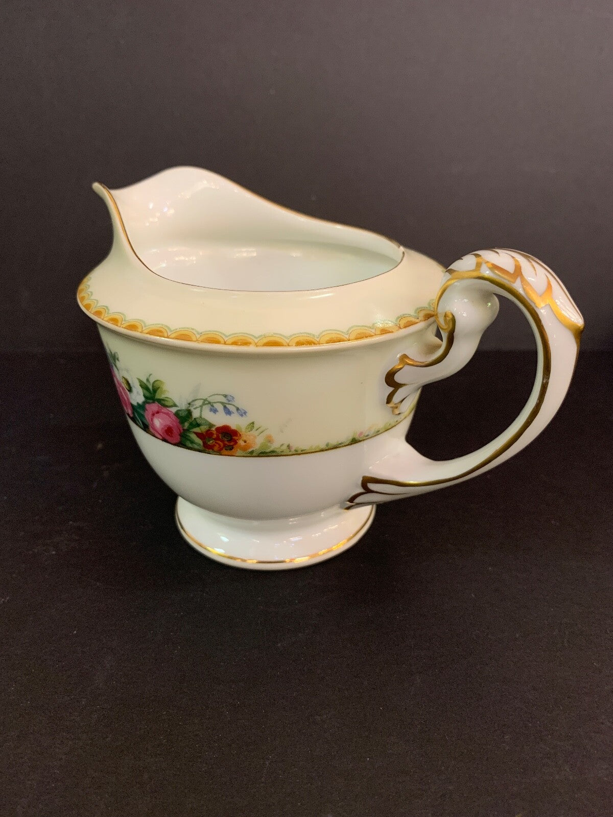 Vivienne Made in Japan Vintage Floral and Gold Pattern Cream & Sugar