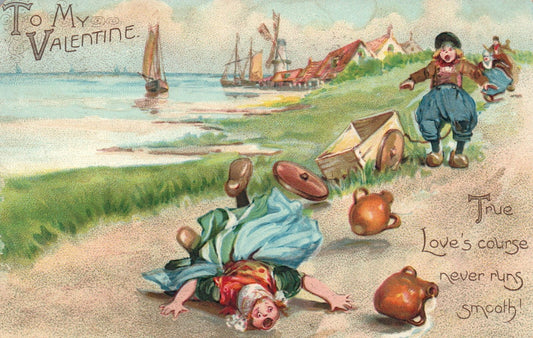 Girl Spilling Water Witty Valentine's Day Postcard