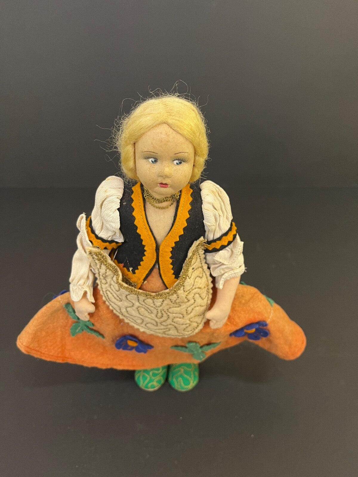 Vintage Folkloric Felted Cloth Doll