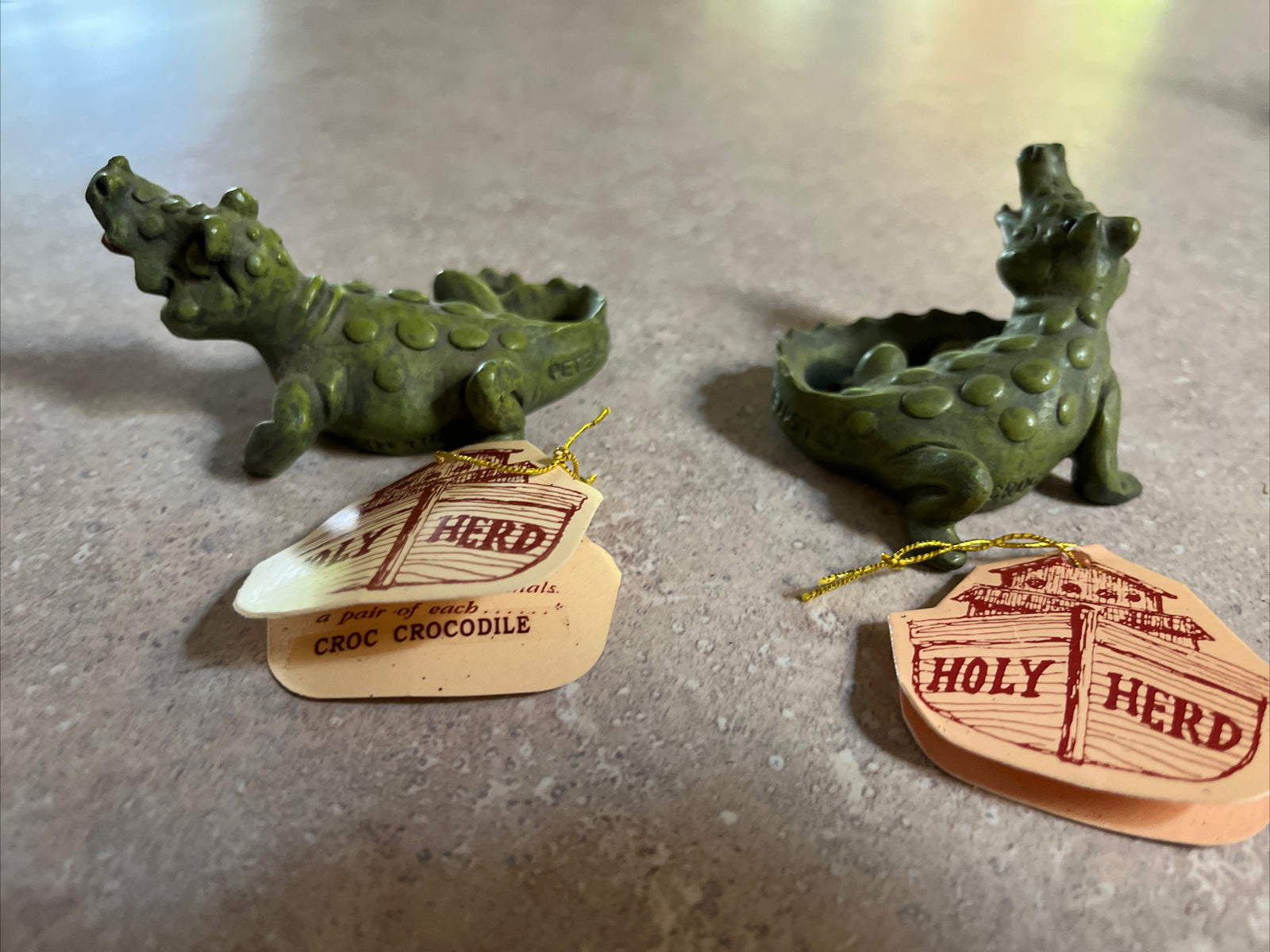 Holy Herd Noah's Ark CROCODILE "Croc & Crockette" With Tag Pete Apsit LOT OF 2