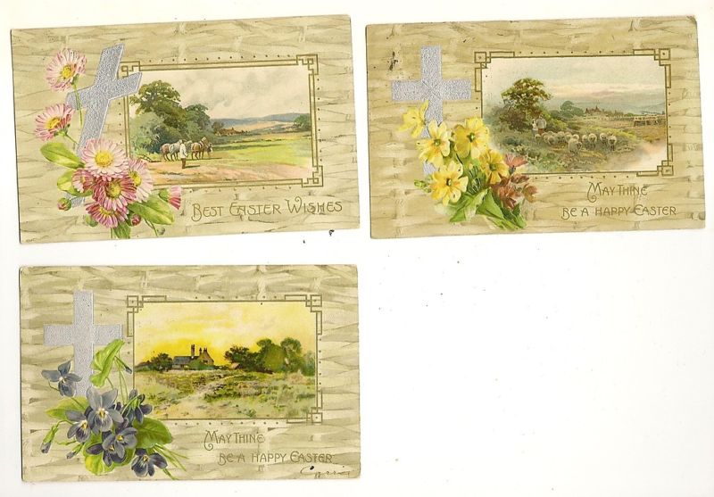 Set of 3 NASH  Easter Postcard Series Scenic