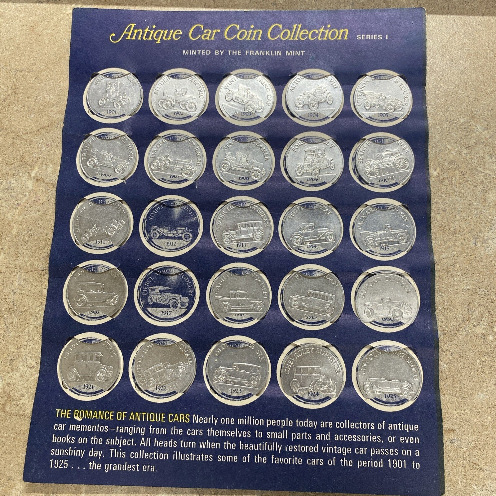 Vintage Car Coin Series 1 Sunoco Oil Commemorative Token Landmarks America Line