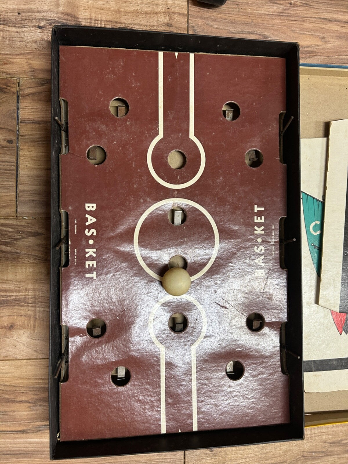 Vintage 1938 BAS-KET Basket A Real Action Game Cadaco Ellis Ball Complete WORKS