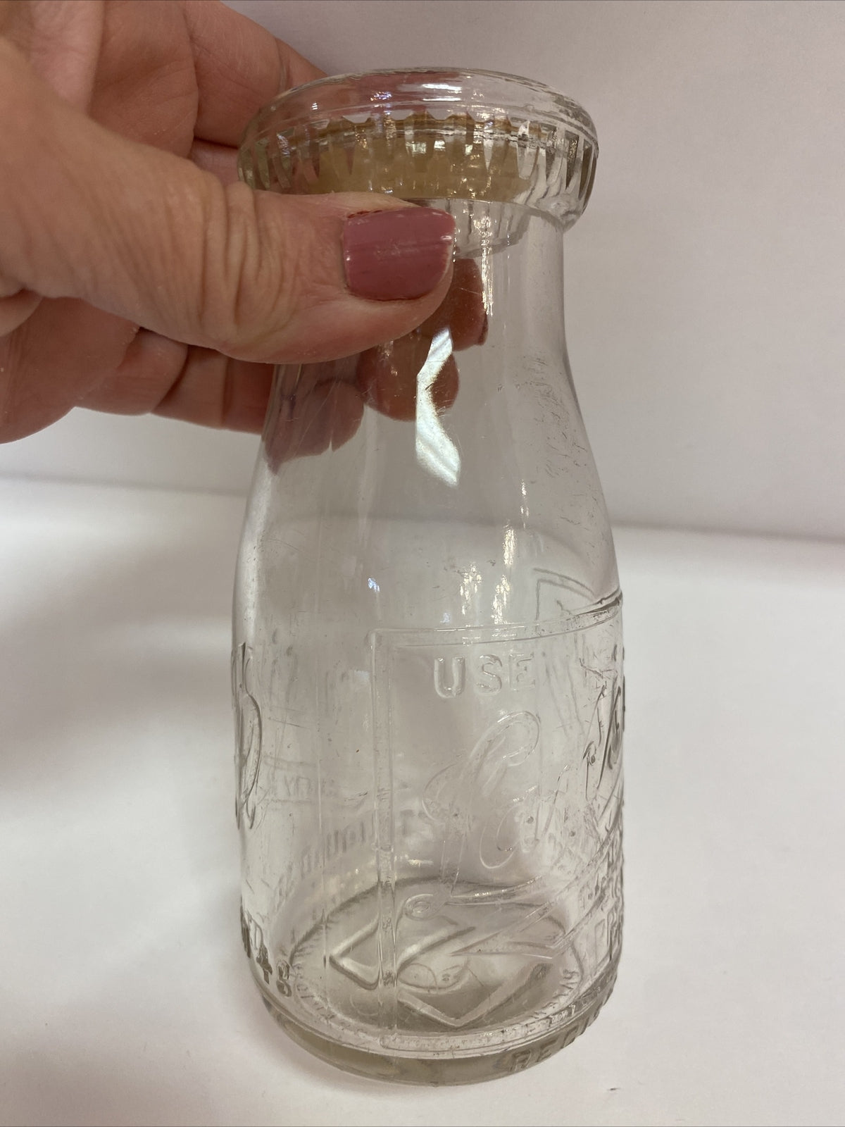 Lansing (MI) Dairy Co/Sunbeam Products Half Pint Rd Glass Milk Bottle - EXC Cond