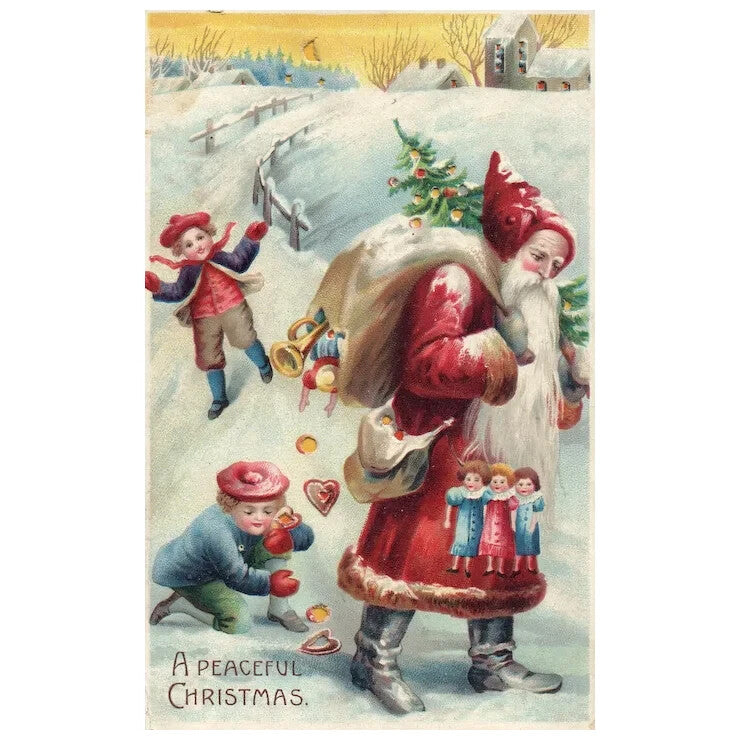 htl 1907 Rare Hold To The Light Santa Claus Children vintage Christmas Postcard