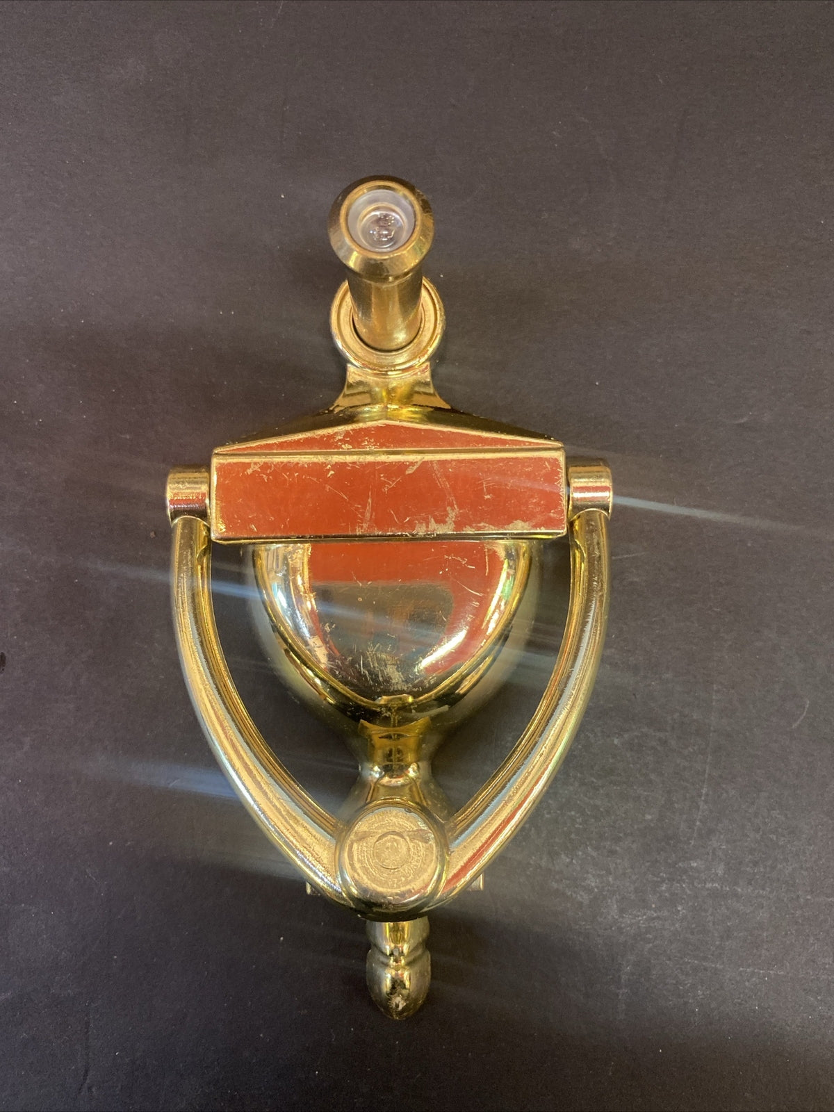 Vintage Sold Brass Door Knocker with peephole