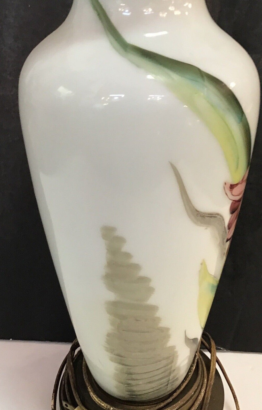 1930's Art Deco art nouveau26.5" Rare Hand Painted  Lamp Works