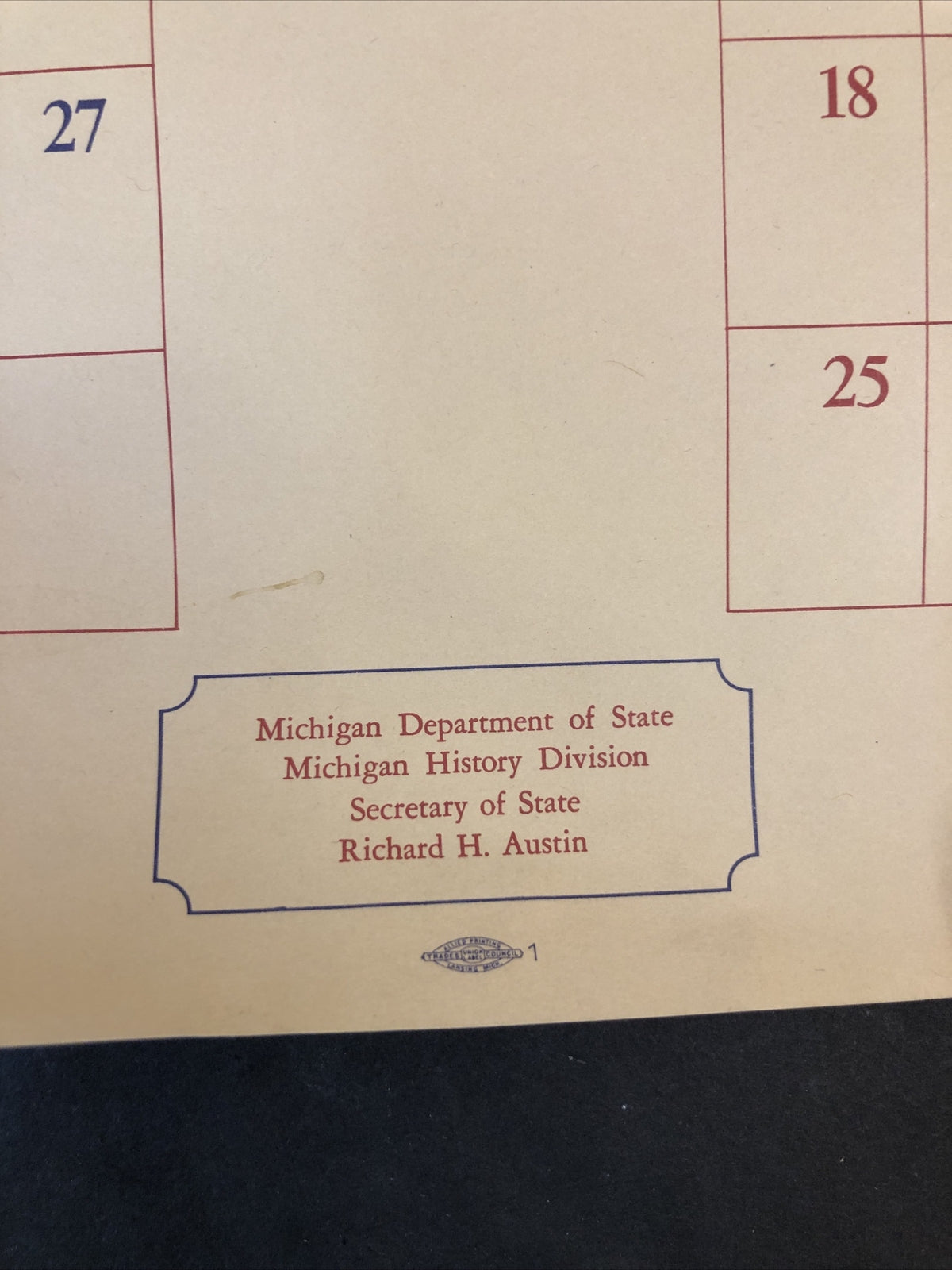 1979 Lansing Michigan Capital Centennial Architect drawings Calendar MI Mich