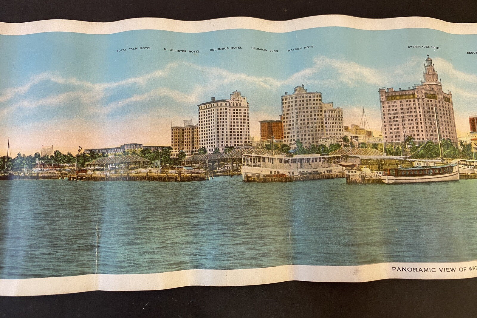 RARE GIANT Panoramic View Waterfront Miami  Florida FL Panoramic Postcard