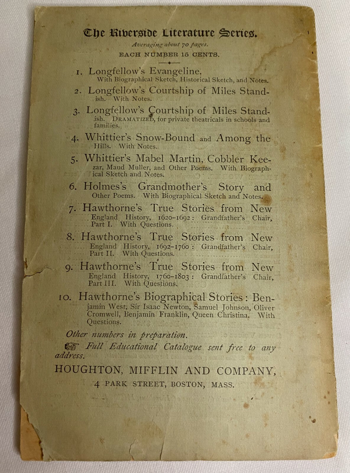 Riverside Literature Series: The Courtship of Miles Standish by Longfellow