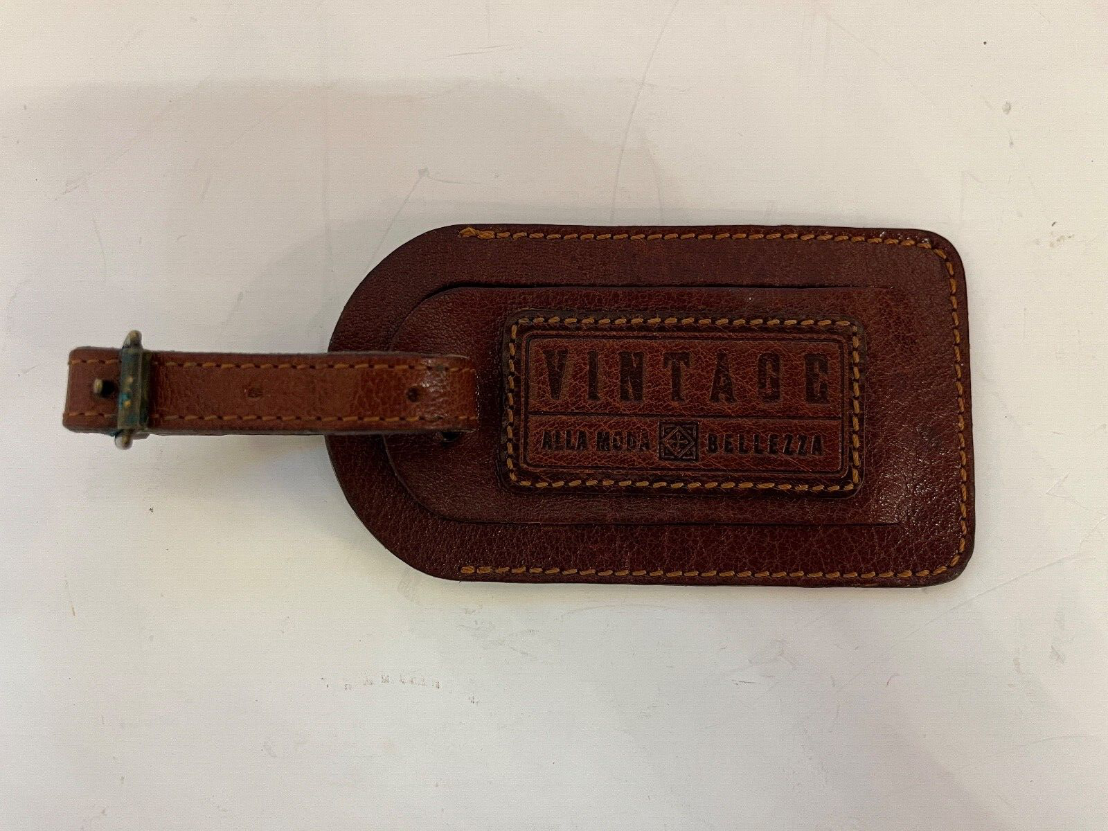 Vintage Alla Noda Bellezza Leather Luggage Tag 