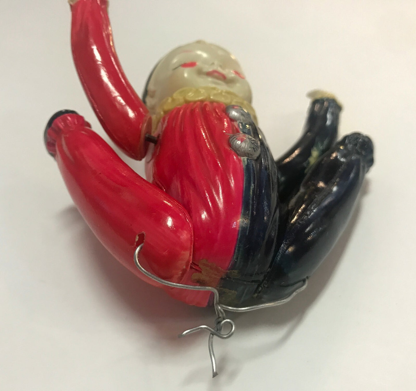 Vintage Toy Clown with Red black Clown Suit yellow Ruffles