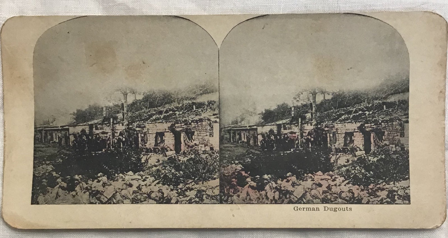 WWI Stereoview War German Dugouts