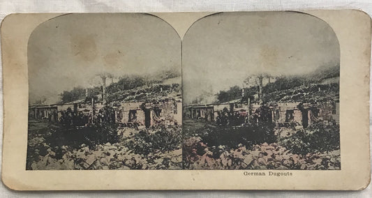WWI Stereoview War German Dugouts