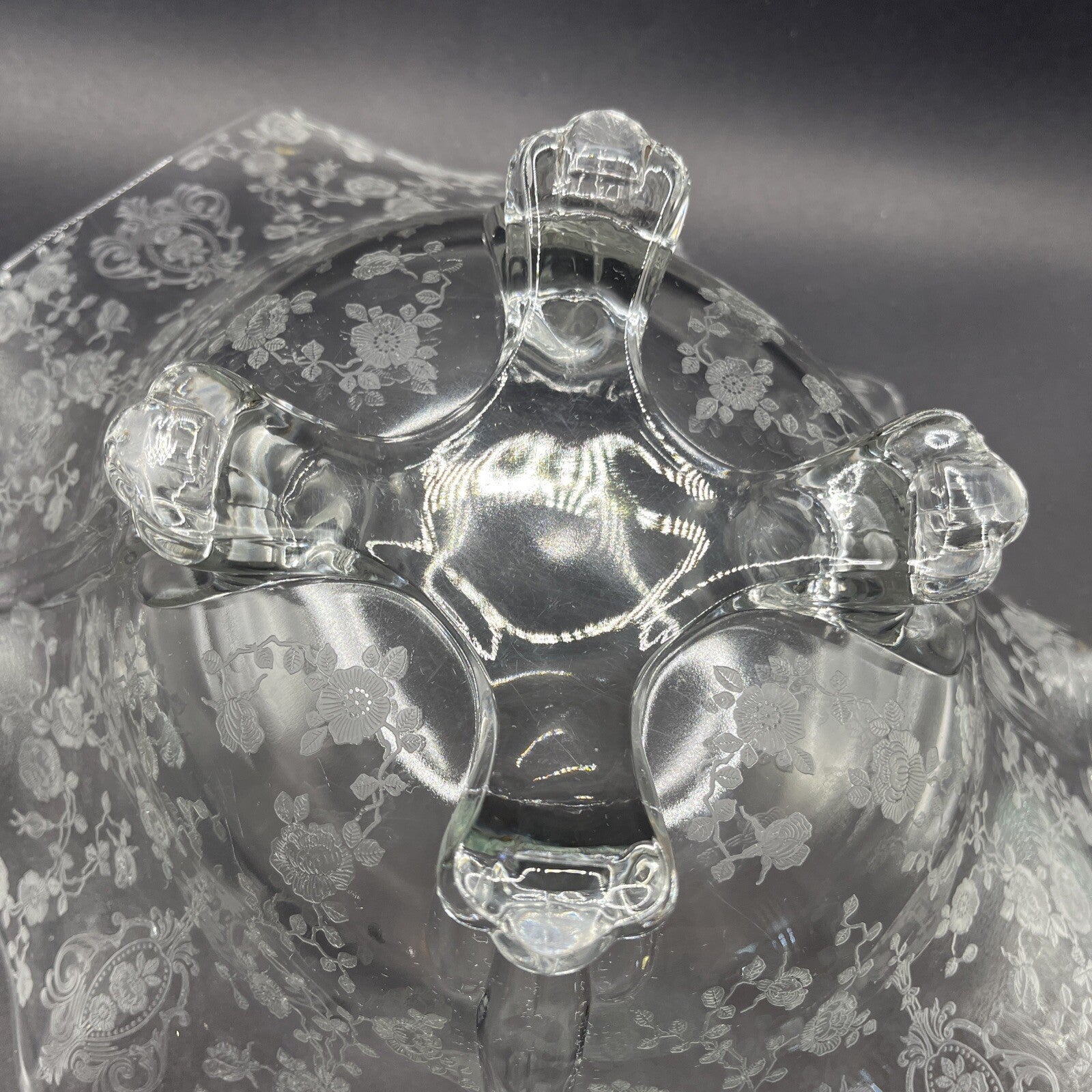 ROSEPOINT 12" FOOTED CENTERPIECE SERVING BOWL Cambridge Glass Co VTG