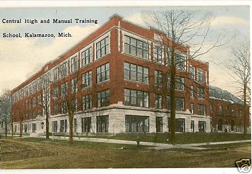 Central High Manual Training school Kalamazoo MI Mich Michigan Postcard