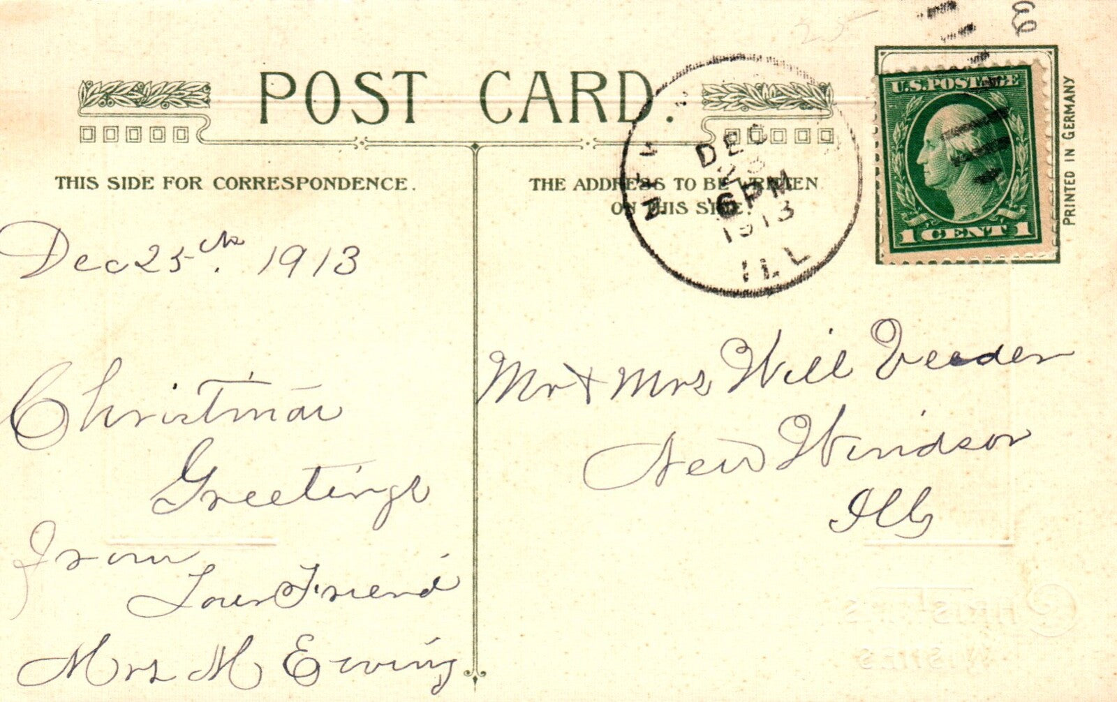 John Winsch Christmas Wishes Snowy Bridge Over Creek Vintage Postcard